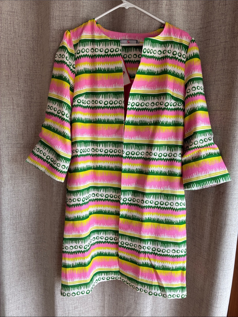 NWT CK Bradley Sandpiper Pink, Green, Yellow Striped Open Front Jacket